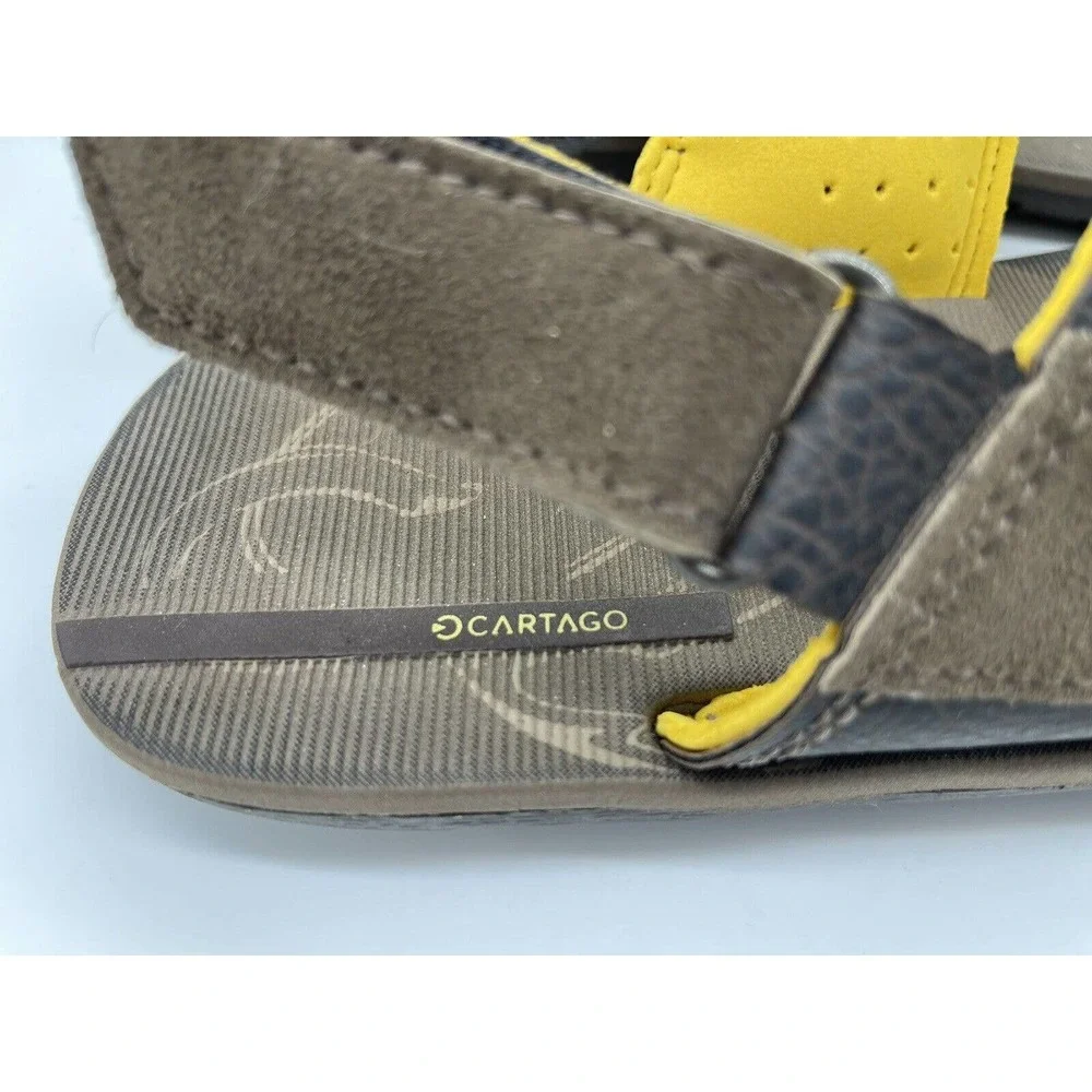 Cartago Grendene Men's‎ Sandals Size 12 Brown & Yellow Soft Insole